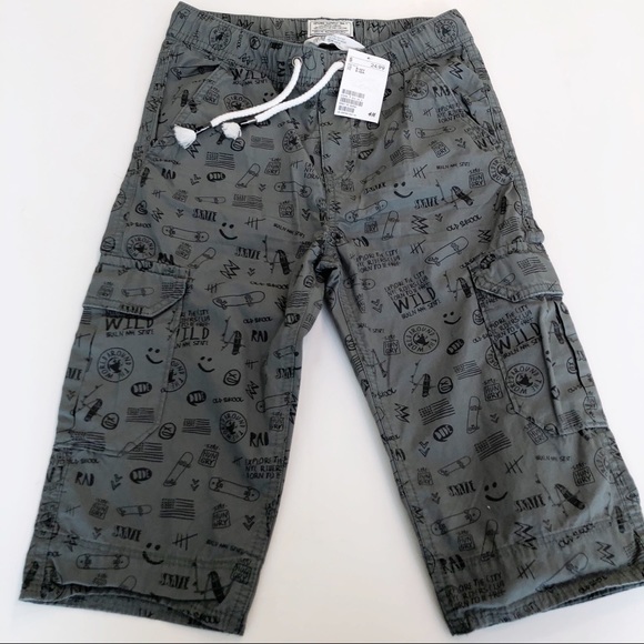 H&M Other - H&M Boy's Long Skater Cargo Shorts Army Green